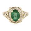 Image 3 : 14KT Yellow Gold 1.59ct Emerald and Diamond Ring