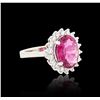 Image 4 : 14KT White Gold 3.25ct Rubellite and Diamond Ring