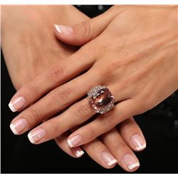 14KT Rose Gold 13.01ct GIA Cert Morganite and Diamond Ring