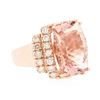 Image 4 : 14KT Rose Gold 13.01ct GIA Cert Morganite and Diamond Ring