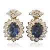 Image 1 : 14KT Yellow Gold 1.91ctw Sapphire and Diamond Earrings