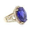 Image 4 : 14KT Yellow Gold 16.75ct GIA Certified Tanzanite and Diamond Ring