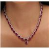 Image 2 : 14KT White Gold 56.00ctw Ruby and Diamond Necklace