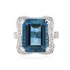 Image 3 : 14KT White Gold 16.86ct Blue Topaz and Diamond Ring