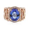 Image 3 : 14KT Rose Gold 3.74ct Tanzanite and Diamond Ring