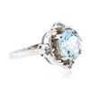 Image 2 : 14KT White Gold 3.30ct Blue Topaz and Diamond Ring