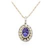 Image 4 : 14KT Two-Tone Gold 1.76ct Tanzanite and Diamond Pendant With Chain