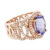 Image 2 : 14KT Rose Gold 3.59ct Tanzanite and Diamond Ring