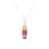 Image 2 : 14KT White Gold 5.58ctw Multicolor Sapphire and Diamond Pendant With Chain