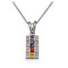 Image 2 : 14KT White Gold 0.40ct Sapphire and Diamond Pendant With Chain