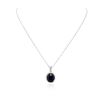 Image 1 : 14KT White Gold 11.09ct Sapphire and Diamond Pendant With Chain