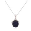 Image 2 : 14KT White Gold 11.09ct Sapphire and Diamond Pendant With Chain