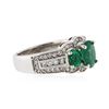 Image 2 : 14KT White Gold 1.06ctw Emerald and Diamond Ring