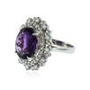 Image 2 : 14KT White Gold 8.11ct Amethyst and Diamond Ring