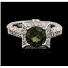 Image 3 : 14KT White Gold 1.88ct Green Tourmaline and Diamond Ring