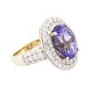 Image 2 : 14KT Two-Tone Gold 5.40ct Tanzanite and Diamond Ring