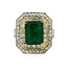 Image 3 : 14KT Two-Tone 3.67ct Emerald and Diamond Ring