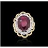 Image 3 : 14KT Two-Tone Gold 13.13ct Ruby and Diamond Ring