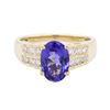 Image 1 : 14KT Yellow Gold 2.20ct Tanzanite and Diamond Ring