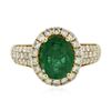 Image 1 : 14KT Yellow Gold 2.04ct Emerald and Diamond Ring