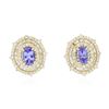 Image 1 : 14KT Yellow Gold 1.88ctw Tanzanite and Diamond Stud Earrings