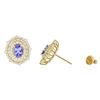 Image 2 : 14KT Yellow Gold 1.88ctw Tanzanite and Diamond Stud Earrings