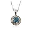 Image 4 : 14KT Gold 1.05ct I-2/Fancy Greenish Blue Pendant With Chain