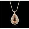 Image 1 : 14KT Rose Gold GIA Certified 49.49ct Morganite and Diamond Pendant With Chain