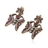 Image 1 : SILVER 4.58ctw Red Crystal and Cubic Zirconia Earrings