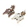 Image 2 : SILVER 4.58ctw Red Crystal and Cubic Zirconia Earrings