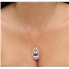 Image 5 : 14KT Rose Gold 19.54ct Kunzite and Diamond Pendant With Chain