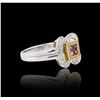 Image 4 : 18KT Two-Tone Gold 1.05ctw Pink Sapphire and Diamond Ring