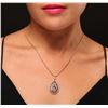 Image 1 : 14KT Rose Gold 2.77ct Aquamarine and Diamond Pendant with Chain