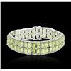 Image 3 : 14KT White Gold 40.51ctw Peridot and Diamond Bracelet