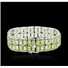 Image 4 : 14KT White Gold 40.51ctw Peridot and Diamond Bracelet