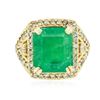 Image 3 : 14KT Yellow Gold 9.19ct Emerald and Diamond Ring