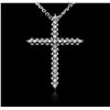 Image 4 : 14KT White Gold 0.77ctw Diamond Cross Pendant With Chain