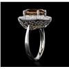 Image 7 : 14KT White Gold 4.67ct Orange Tourmaline and Diamond Ring