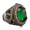 Image 2 : Silver 3.76ct Green Crystal, Ruby, Emerald and Cubic Zirconia