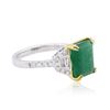 Image 4 : 14KT Two-Tone Gold 3.94ct Emerald and Diamond Ring