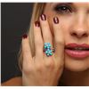 Image 6 : 14KT White Gold 4.80ctw Turquoise and Diamond Ring