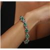 Image 6 : 14KT White Gold 10.60ctw Emerald and Diamond Bracelet