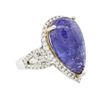 Image 4 : 14KT White Gold 17.42ct Tanzanite and Diamond Ring