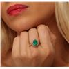 Image 2 : 14KT Yellow Gold 1.72ct Emerald and Diamond Ring