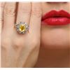 Image 1 : 14KT White Gold GIA Certified 3.35ct Yellow Sapphire and Diamond Ring