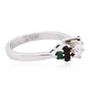 Image 2 : 14KT White Gold 0.40ct Diamond, Garnet and Emerald Ring