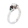 Image 7 : 14KT White Gold 0.40ct Diamond, Garnet and Emerald Ring