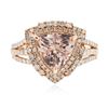 Image 3 : 14KT Rose Gold 1.93ct Morganite and Diamond Ring