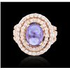 Image 3 : 14KT Rose Gold 4.35ct Tanzanite and Diamond Ring