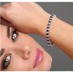 14KT White Gold 13.00ctw Sapphire and Diamond Bracelet